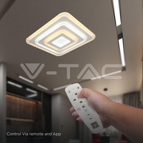 82W LED Плафон 3 Степени Димиращ с Дистанционно Бяло Тяло IP20 - изглед 5