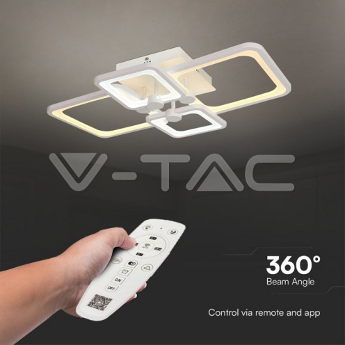 74W LED Плафон 3 Степени Димиращ с Дистанционно Бяло Тяло IP20 - изглед 5