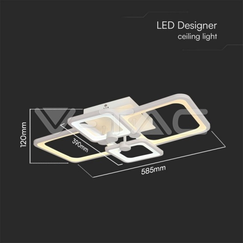 74W LED Плафон 3 Степени Димиращ с Дистанционно Бяло Тяло IP20 - изглед 7