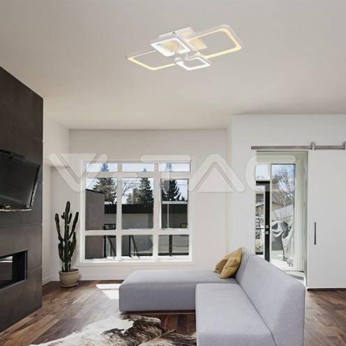 74W LED Плафон 3 Степени Димиращ с Дистанционно Бяло Тяло IP20 - изглед 8