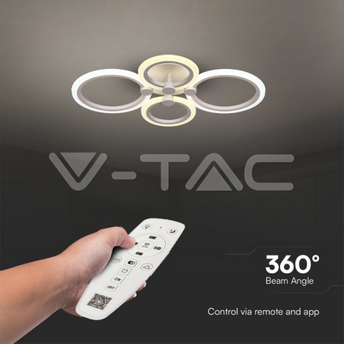 51W LED Плафон 3 Степени Димиращ с Дистанционно Бяло Тяло IP20 - изглед 5