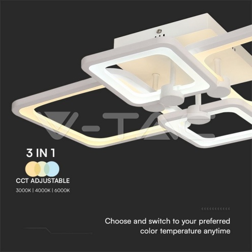 74W LED Плафон 3 Степени Димиращ с Дистанционно Бяло Тяло IP20 - изглед 3