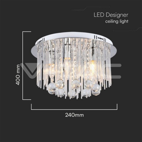 LED Плафон Дизайн Кристал D400 E14 - изглед 4