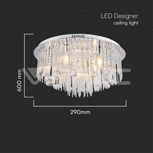 LED Плафон Дизайн Кристал Тяло D600 E14 - изглед 4