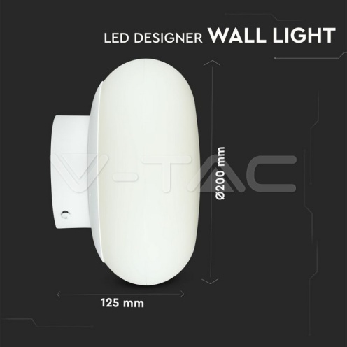 12W LED Стенна Лампа Бяла Димираща 3000K - изглед 1