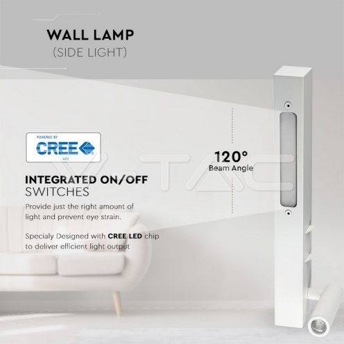 3W+3W LED Стенна Лампа Спалня Бяла 3000К - изглед 4