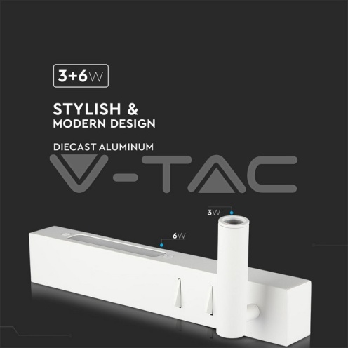 3W+3W LED Стенна Лампа Спалня Бяла 3000К - изглед 3