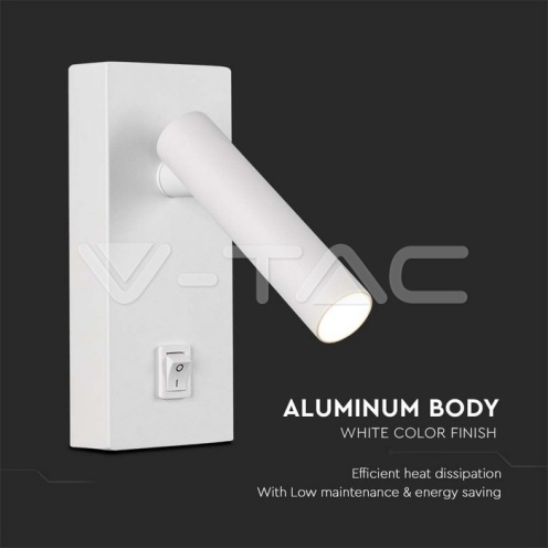 2W LED Стенен аплик хотел квадрат 4000K бяло тяло 150Lm - изглед 4