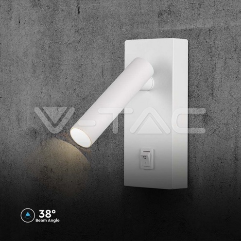 2W LED Стенен аплик хотел квадрат 4000K бяло тяло 150Lm - изглед 6