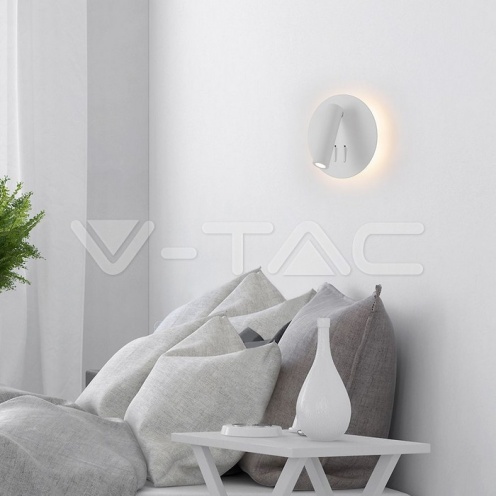 3+6W LED Стенна Лампа За Стена Бяла 3000K кръг - изглед 10 - rZ commerce 3+6W LED Стенна Лампа За Стена Бяла 3000K кръг - изглед 10