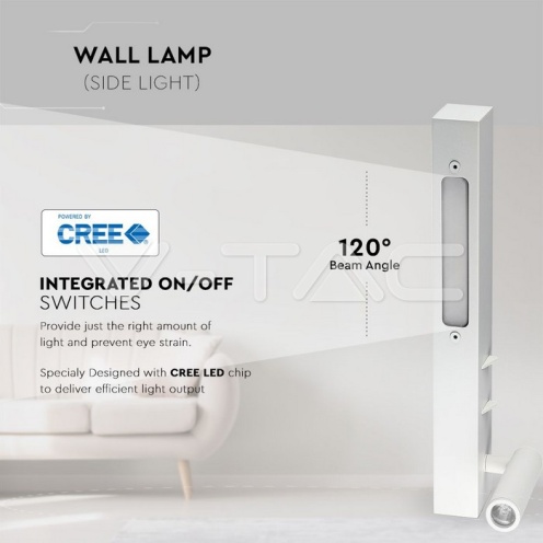 3+6W LED Стенна Лампа За Стена Бяла 3000K - изглед 8 - rZ commerce 3+6W LED Стенна Лампа За Стена Бяла 3000K - изглед 8