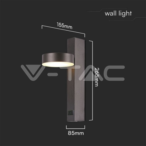 8W LED Аплик с USB 3000K Черно Тяло - изглед 4