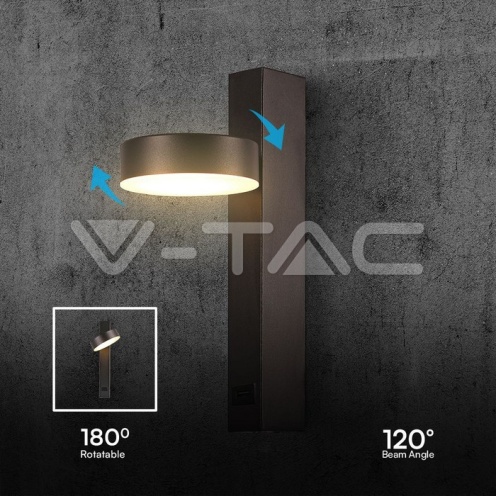 8W LED Аплик с USB 3000K Черно Тяло - изглед 6