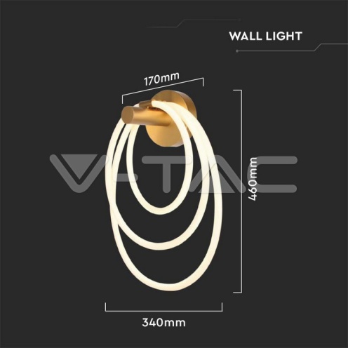 LED Осветител 37W За Стена 3000K Злато - изглед 6 - rZ commerce LED Осветител 37W За Стена 3000K Злато - изглед 6