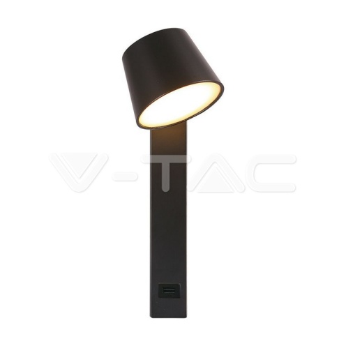 LED аплик 8W с USB 3000k 900lmm черно - изглед 2