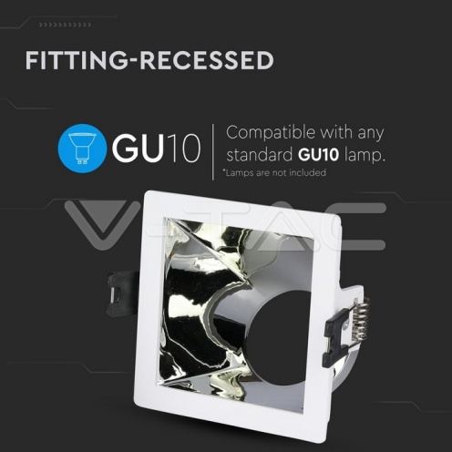 GU10 Отливка Квадрат Бяло+Хром VT-875 - изглед 6