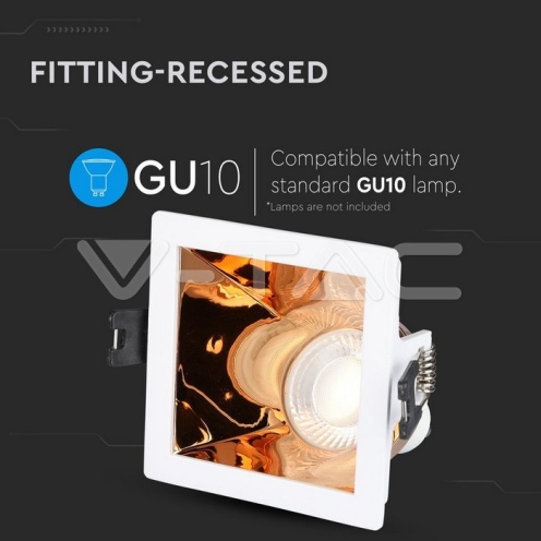 GU10 Отливка Квадрат Бяло+Розово Златоно VT-875 - изглед 5