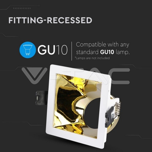 GU10 Отливка Квадрат Бяло+Златно VT-875 - изглед 6 - rZ commerce GU10 Отливка Квадрат Бяло+Златно VT-875 - изглед 6