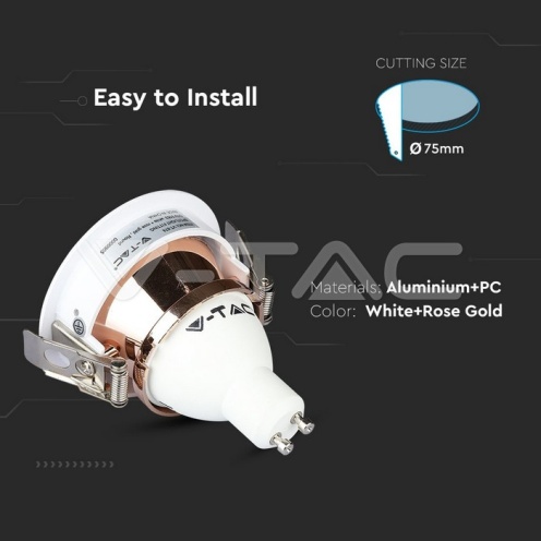 GU10 Отливка Кръг Бяло+Розово Златоно VT-874 - изглед 7