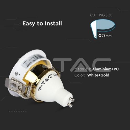 GU10 Отливка Кръг Бяло+Златно VT-874 - изглед 7 - rZ commerce GU10 Отливка Кръг Бяло+Златно VT-874 - изглед 7