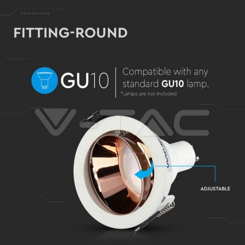 GU10 Отливка Кръг Бяло+Розово Златоно VT-872 - изглед 5