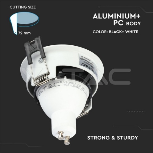 GU10 Отливка Кръг Бяло+Черно VT-872 - изглед 8 - rZ commerce GU10 Отливка Кръг Бяло+Черно VT-872 - изглед 8