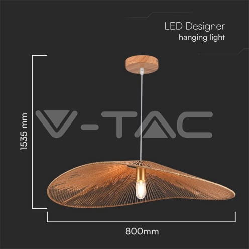 LED Пендел Дизайн Кафяво Тяло D800*H160 E27 - изглед 4