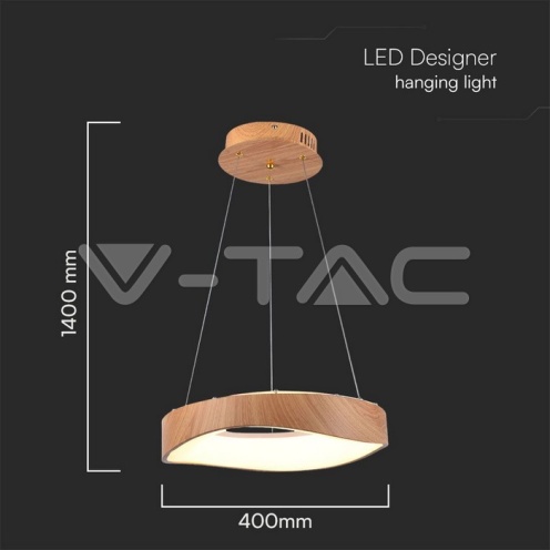 18W LED Пендел Дизайн Дърво+Бяло Тяло D400 - изглед 4
