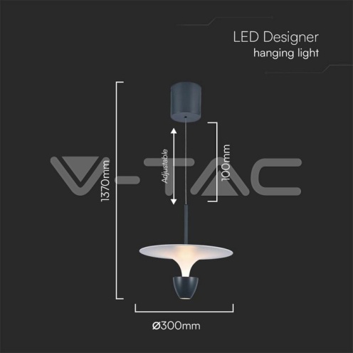 9W LED Висяща Лампа (30*300*1370MM) Бяло+Сиво Тяло 3000K Регулируема - изглед 5