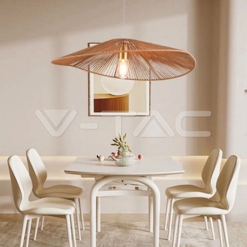 LED Пендел Дизайн Кафяво Тяло D600*H120 E27 - изглед 5