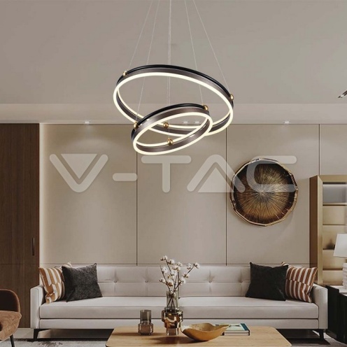 LED Осветител 50W Висящ Двеон Ринг 3000К Кафе - изглед 7