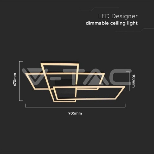 LED Осветител 47W за таван ( L90*W67*9CM) 3000K черно тяло - изглед 5