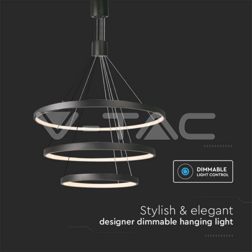 LED Осветител 46W висящ 40*60*80*150см черно тяло 3000K 4900Lm - изглед 3