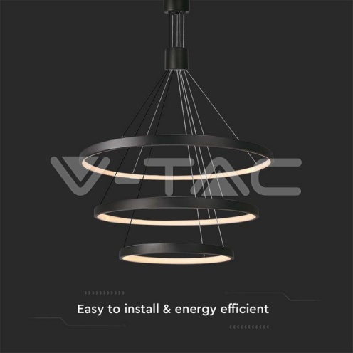 LED Осветител 46W висящ 40*60*80*150см черно тяло 3000K 4900Lm - изглед 2