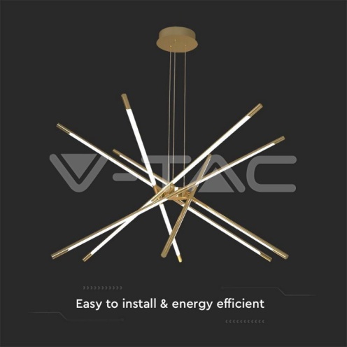 LED Осветител 50W висящ 85*31*120CM златно тяло 3000K 4480Lm - изглед 2