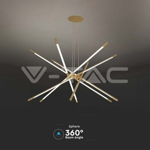 LED Осветител 50W висящ 85*31*120CM златно тяло 3000K 4480Lm - изглед 4