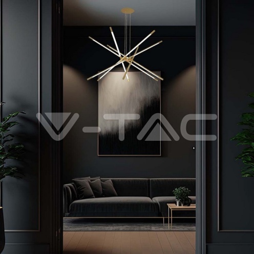 LED Осветител 50W висящ 85*31*120CM златно тяло 3000K 4480Lm - изглед 7