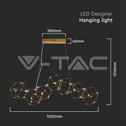 20W LED Полилей (94.5 x 32.5 x 120см) 3000K златно тяло 2700Lm - изглед 4