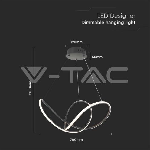 LED Осветител 49W Висящ 70*20CM Черно Тяло 3000K - изглед 5 - rZ commerce LED Осветител 49W Висящ 70*20CM Черно Тяло 3000K - изглед 5