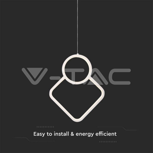 LED Осветител 12W Висящ Геометрик 280 x 1800мм Бял 3000К - изглед 2