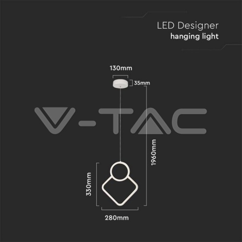 LED Осветител 12W Висящ Геометрик 280 x 1800мм Бял 3000К - изглед 5