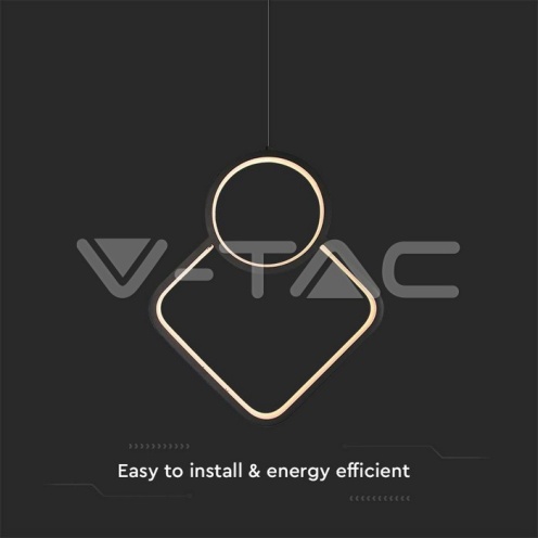 LED Осветител 12W Висящ Геометрик Черен 4000К 1300lm - изглед 2