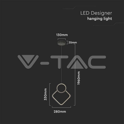 LED Осветител 12W Висящ Геометрик Черен 4000К 1300lm - изглед 4