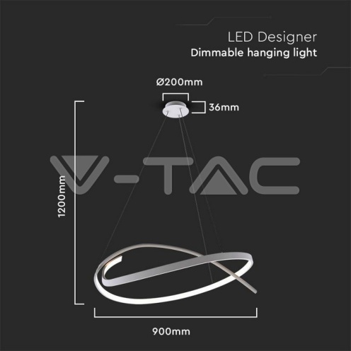 LED Осветител 48W Висящ 800x1200мм Димиращ Бял 3000К - изглед 4