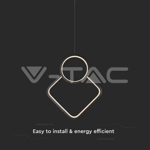 LED Осветител 12W Висящ Геометрик 280 x 1800мм Черен 3000К - изглед 2
