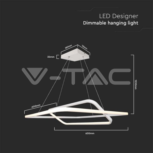 LED полилей 50W 600x600x1200мм димиращ бял 4000К 5150lm - изглед 5