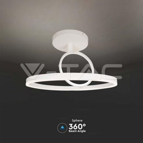 LED Осветител 38W Плафон 500x200мм 3000K Бял Двоен Кръг - изглед 4