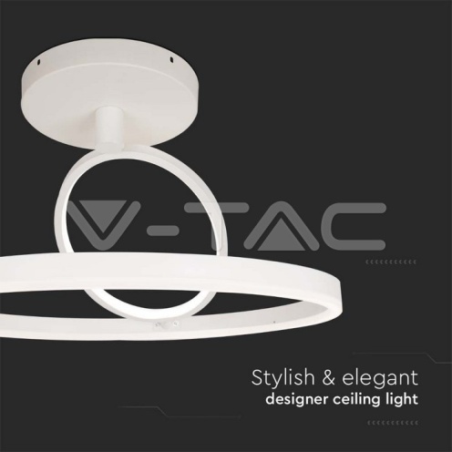 LED Осветител 38W Плафон 500*200MM 4000K Бял Двоен Кръг - изглед 3