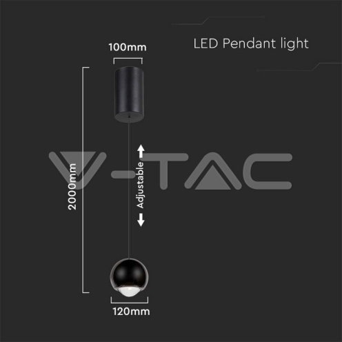 5W LED Висяща Лампа Черно Тяло 3000K - изглед 5