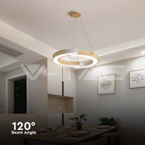 32W LED пендел бяло и дърво 4000K 4000lm Ф37см - изглед 4 - rZ commerce 32W LED пендел бяло и дърво 4000K 4000lm Ф37см - изглед 4